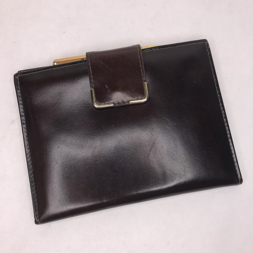 Vintage Bosca Brown Calfskin Leather Travel Wallet Organizer Pencil